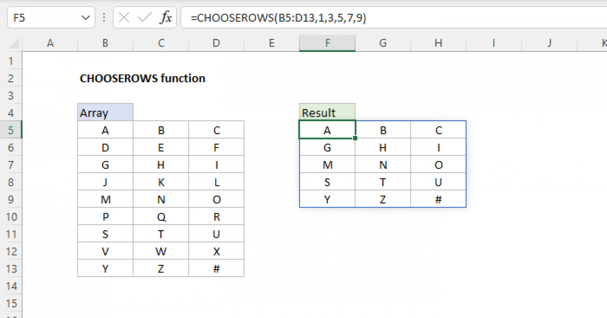 Excel CHOOSEROWS Function | Exceljet